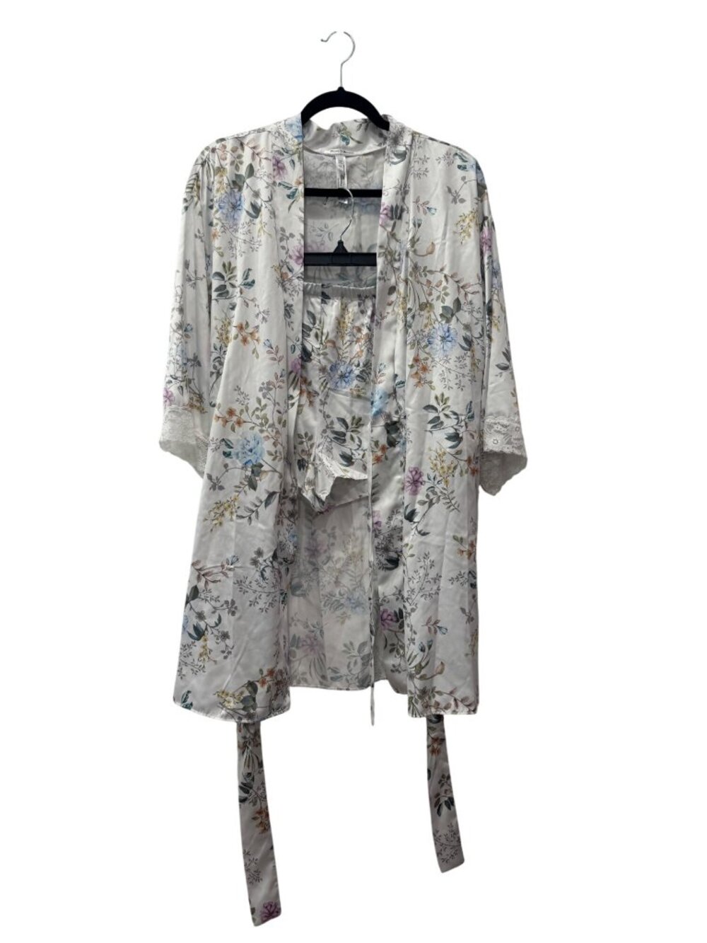 New Flora Nikrooz Women's Size L White & Floral patterned robe and shorts